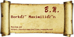 Borkó Maximilián névjegykártya